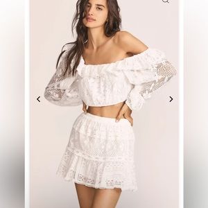 NWT Love Shack Fancy Diamond Skirt True White Size XS